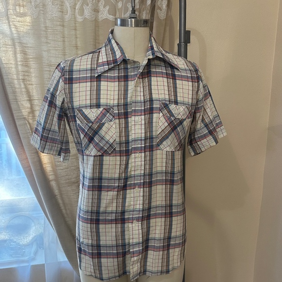 Other - Vintage Rainbow Plaid Short Sleeve Shirt - Gender Neutral M/L